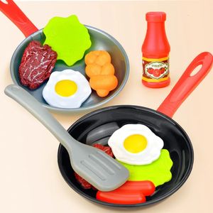 Cocinas Jugar Comida Niños Juguetes de cocina Simulación Sartén Verduras Filete Pan Perro Tortilla Juego de juguetes para niños Niñas Educación 231031