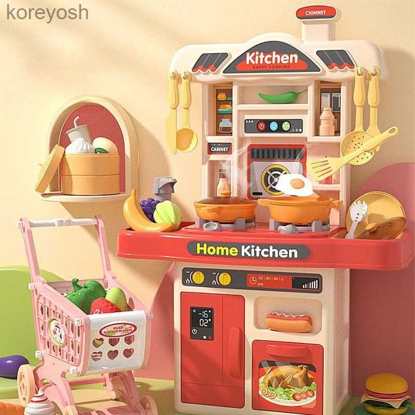 Cuisines jouer à la nourriture enfants jouer maison jouet Simulation Table de cuisine avec son enfants jeu de rôle ustensiles de cuisine pour fille cuisine jouet éducatif SetL231104