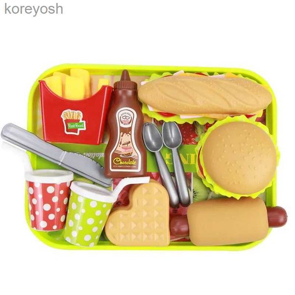 Cuisines jouer à la nourriture enfants semblant Simulation nourriture jouets bébé jouer maison Hamburger Hot Dog frites ensemble de cuisine jouets restauration rapide jouets éducatifs L231104