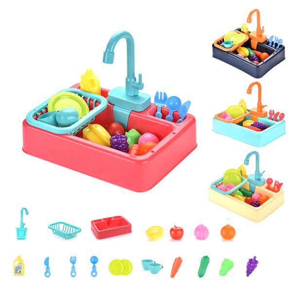 Kitchens Play Food Children's Electric Washer Toy Juguete de juguetes para la primera infancia Juguetes Fregadero Simulación de la cocina Regalos de la sala de juegos Juguetes 230427