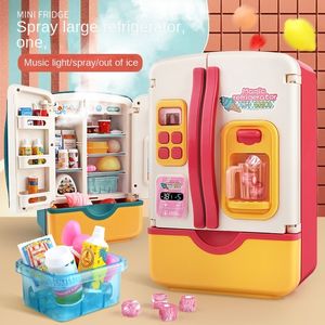Cuisines jouer à la nourriture appareils électroménagers pour enfants jouet de cuisine réfrigérateur accessoires de réfrigérateur avec distributeur de glace jeux de rôle jouets de coupe 230925