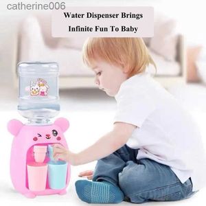 Keukens Speelvoedsel Mini Waterdispensadortoy voor kinderen Schattig Roze Sap Melk Drinkfontein Simulatie Dubbele Waterdispenser Keuken speelgoedL231026