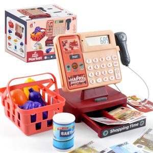 Kitchens Play Food Children's Puzzle Play Toy House Girl Toy Simulation Supermarket Cash Register Electric Multifunctional Parent-Child Gifts 230620