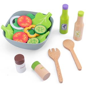 Cuisines Play Food Simulation en bois pour enfants Grille-pain Salade Légumes Cuisine Jouets Garçons et filles Play House Cooking Kitchen Set 230520