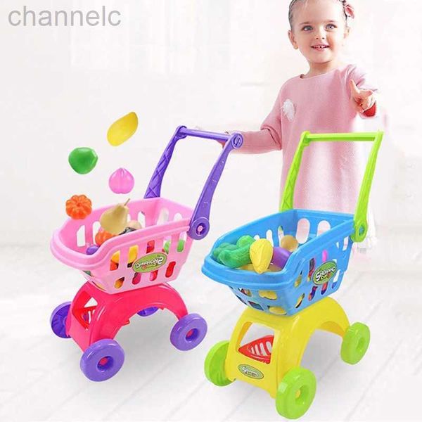 Cuisines Jouer À La Nourriture Enfants Supermarché Chariot Chariot Pousser Voiture Jouets Semblant Ensemble Éducatif Pour Les Filles Simulation Fruit Bébé