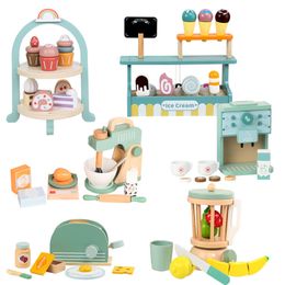 Cocinas Jugar comida Niños Juguetes de cocina de madera Pop Up Toaster Set 9 piezas Educación temprana interactiva Montessori Juguete Niños pequeños Pretend 230830