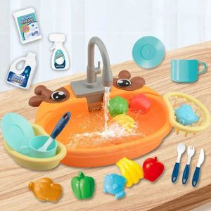 Kitchens Play Food Childrens Kitchen Siniet Toy Simulation Electric Dish lave-vaisselle Mini cuisine Food Pretend Game House Toy Set Childrens Role Playing Girl Toy D240525