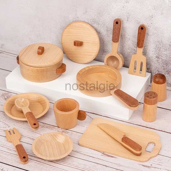 Playes de cocción Juega de comida para niños Toya para madera natural Toyadores preescolares de preescolar y vegetales Simulación Play House Hados de cocina Toyos de madera cognitiva 2443