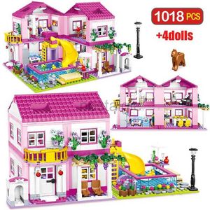 Keukens spelen food city house zomervakantie villa kasteel bouwstenen sets figuren zwembad diy speelgoed voor kinderen vrienden meisjes verjaardagscadeau 2443