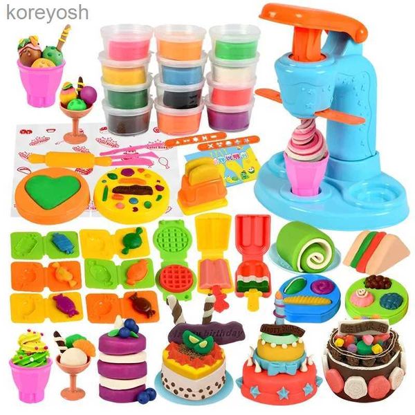 Cuisines jouer à la nourriture pâte à modeler colorée faisant des jouets créatifs bricolage outil de moule à la main Machine à nouilles glacées enfants jouer maison jouets argile colorée GiftL231104