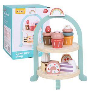 Kitchens Play Food Court Style Juego de fiesta de té de madera Little Girls Pretend Play Food Kitchen Cake Shop Toy Juguetes educativos para edades tempranas para niños Regalos 230520