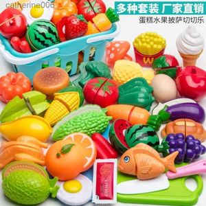Kitchens Play Food Diy Plastic Kitchen Play House Toy Set Cut Fruit and Vegetable Food Simulation Toy Early Education Educational Toy Girl Gift NewL231026