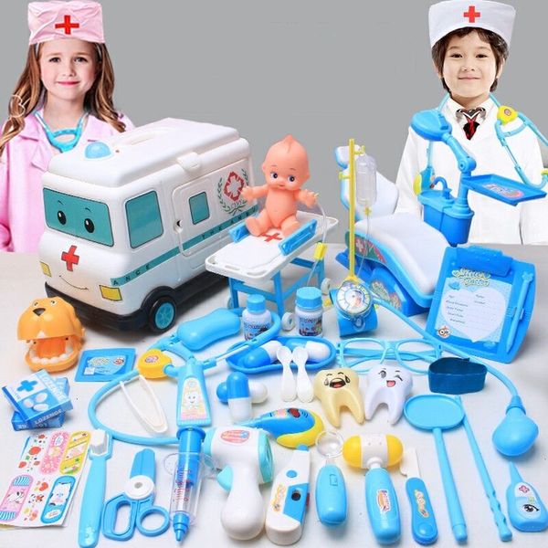 Cuisines Jouer Food Doctor Set pour enfants Faire semblant de jouer Filles Jeux de rôle Kit d'accessoires d'hôpital Infirmière Outils Sac Jouets enfants Cadeau 230204