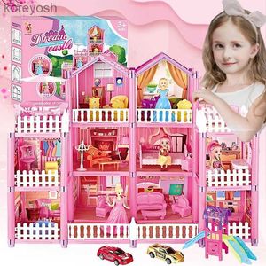 Keukens Speelvoedsel Poppenhuizen Kit DIY Roombox Prinses Droomkasteel Villa Scène Monteer Spel Fantasiespel Poppenhuis Kinderen Speelgoed Meisjes VerjaardagscadeauL231104