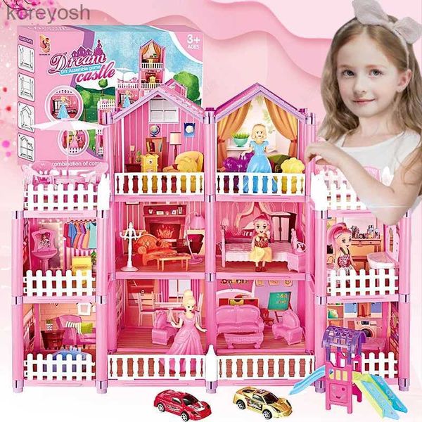 Cuisines Jouer À La Nourriture Maisons De Poupées Kit DIY Roombox Princesse Rêve Château Villa Scène Assembler Jeu Semblant Jouer Maison De Poupée Enfants Jouets Filles Cadeau D'anniversaire L231104