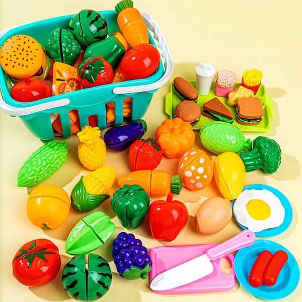 Cuisines jouent aliments jouets éducatifs en plastique de cuisine en plastique cote de jouets coupés fruits et légumes plats à la maison