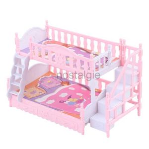 Les cuisines jouent de la nourriture pour les enfants de poupée jouer à la maison simulation européenne meuble princesse double lit avec escaliers jouets pour accessoires de poupée 2443