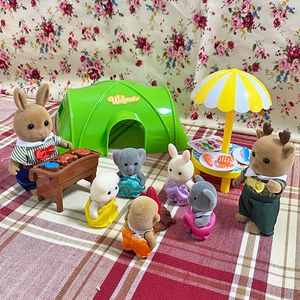 Keukens Speelvoedsel Bos Familie Konijn Rendier Dier 1 12 DIY Picknicktent Miniatuur Poppenhuis Meubilair Klaslokaal Model Voor Meisje Montessori Geschenken 230830