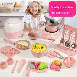 Kitchens Play Food Girl Babies peut cuisiner des mini-cuisines amusantes en gros en gros de la cuisine de cuisson des ensembles de jouets d'anniversaire Toys Girl Toys D240525