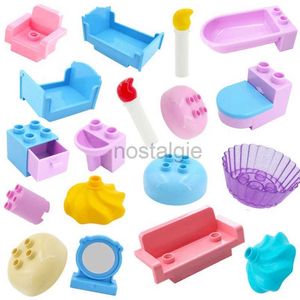 Kitchens Play Food Girl Play House Big Size Bloums Building Bed Sofa Bathtub Cake Toilet Candle Educational Assemble Toys Modèles Cadeaux pour bébé 2443