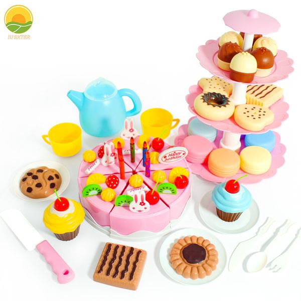 Cuisines Play Food Girl Toy Cake DIY Minature Food Simulation Pretend Play Kitchen Set Tea Kid Cut Game Education Enfants Jouets Pour 3 Ans Anniversaire 230617