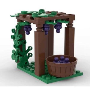 Kitchens Play Food Grape Tree Grid Plant Tree City Brick Moc Creative Assembly Pine Tree et substrat Plant Plant Model Building Blocing Tree Toy S24516