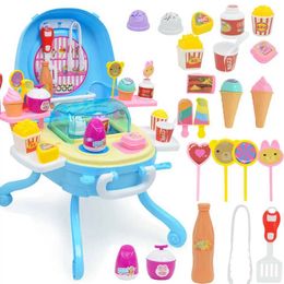Kitchens Play Food Intend Play Kitchen Toy Ice Role Play Juego de cumpleaños para 2 3 4 niñas de 5 años niños niños pequeños D240525