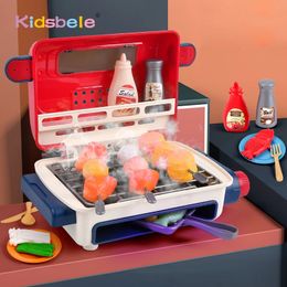 Kitchens Play Food Kids BBQ Grill Kitchen Toys Mini Electric Barbecue Game Simulation Play Foods Cooking Music Light Pretend Play Toys for Kids 231216