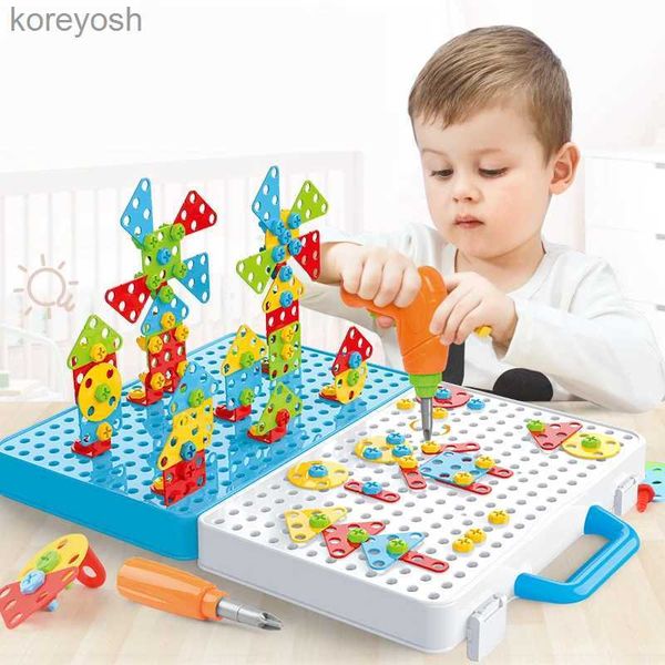 Küchen Spielen Lebensmittel Kinder Bohrer Schraube Mutter Puzzles Spielzeug Pretend Play Werkzeug Bohrer Demontage Montage Kinder Bohrer 3D Puzzle Spielzeug für BoyL231104