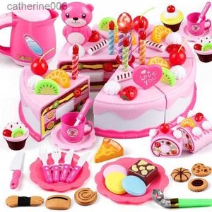 Cuisines jouer à la nourriture enfants jouet éducatif Simulation bricolage gâteau d'anniversaire modèle cuisine semblant jouer coupe fruits nourriture jouet pour enfant en bas âge enfants cadeau L231026