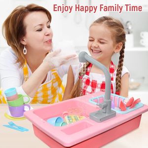 Keukens Food Kids Kitchen Sink Toys Simulatie Elektrische vaatwasser Mini Kitchen Food doen alsof Play House Toy Set Children Role Play Girl Toys 231216