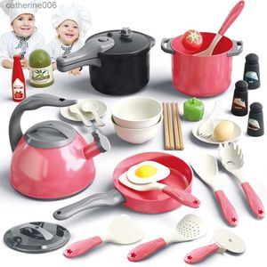 Kitchens Play Food Kids Kitchen Toy Accessories Pretend Play Cooking Playset with Play Pots Pans Utensils Cookware Toys for Kids Girl Birthday GiftL231026