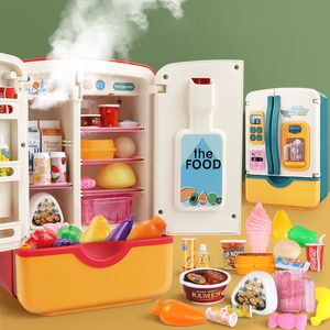 Cocinas Jugar Comida Niños Juguetes de cocina Simulación Refrigerador Accesorios con hielo Refrigerador Cortar alimentos Juegos de imaginación Juguetes Niños Educación Regalos 230520
