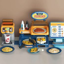 Keukens Play Food Kids Pizza Shop Kitchen Set Juice Drink Machines Toy Toys Playset Pretend Shopping Kassa Voor Kinderen 230605