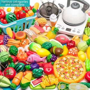 Cuisines Jouer à la nourriture Enfants en plastique cuisine jouet panier ensemble coupé fruits et légumes nourriture jouer maison Simulation jouets éducation précoce fille cadeaux L231104