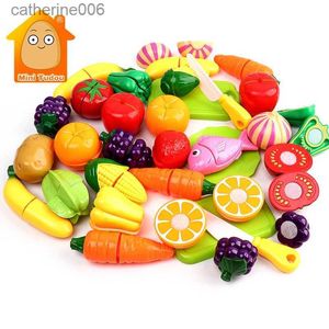 Cuisines Jouer à la nourriture Les enfants font semblant de jouer des jouets de cuisine Coupe simulée des aliments Fruits Légumes Kit interactif de cuisine Jouet éducatif pour garçon GirlL231026