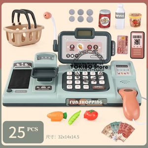 Kitchens Play Food Kids Shopping Cash Register Toys Mini Supermarket Set Simulation Food Calculation Checkout Counter Pretend Play Toy in Chinese 230626
