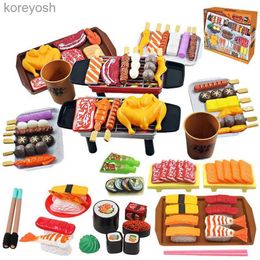 Keukens Speelvoedsel Simulatie voor kinderen Barbecue Sushi Fantasievoedsel Speelgoedsimulatie Sashimi Japanse keuken Gebakken kip BBQ-set Koken Speelhuis ToyL231104