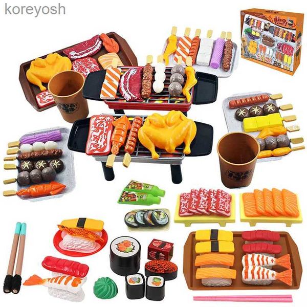 Cuisines Jouer Alimentaire Enfants Simulation Barbecue Sushi Semblant Alimentaire Jouet Simulation Sashimi Cuisine Japonaise Poulet Frit BBQ Ensemble Cuisine Jouer Maison ToyL231104