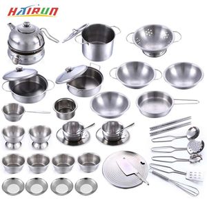 Kitchens Play Food Kids Simulation Play House Toys en acier inoxydable cuisine mini ustensiles de cuisson Pots Pans Aliments Toys Miniature Kitchen Tools Set 231216