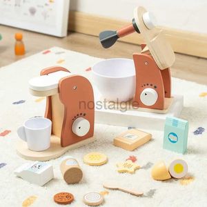 Kitchens Play Food Kids Wooden Toys Kitchen Fitend Play House Toy Toy Wooden Simulation Coffee Machine Food Mixer Kids Early Education Gift 2443