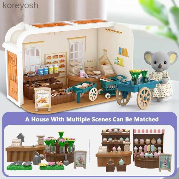 Cuisines jouer à la nourriture Koala cuisine bricolage scène meubles miniatures 1/12 Sunshine Villa modèle lapin cuisine jouets maison pour maison de poupée fille cadeau d'anniversaire L231104