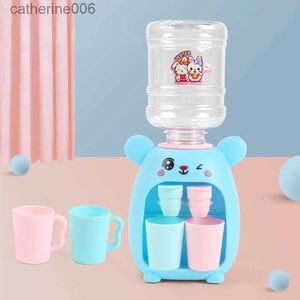 Keukens Speelvoedsel Mini Kinderen Dubbele waterdispenser met schattig roze blauw Koud/warm water Sap Melk Drinkfontein Simulatie KeukenspeelgoedL231027