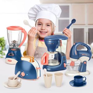 Cuisines Jouer à la nourriture Mini appareils ménagers Jouets de cuisine Ensemble de simulation avec cafetière mélangeur et grille-pain pour enfants garçons filles cadeaux 230925