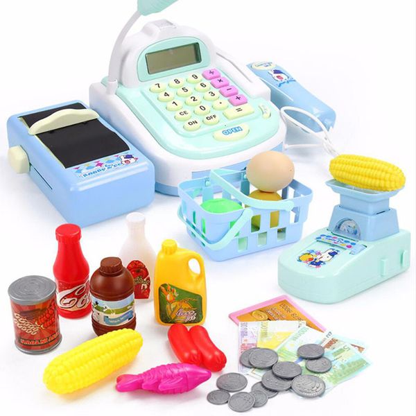 Cocinas Juego de comida Mini supermercado simulado Contador de pago Juego de roles Cajero Caja registradora Conjunto Niños Juegos de imaginación Juguetes educativos para edades tempranas 230710