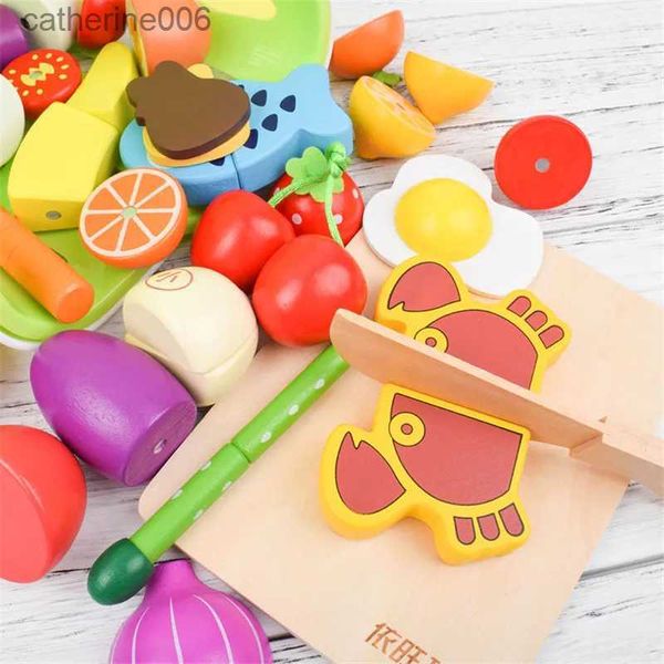 Cocinas Jugar Comida Montessori DIY Cortar Fruta Juguete 3D Simulación De Madera Frutas Verduras Pastel Magnético Niños Casa Cocina Juguete Educativo Juguete RegaloL231026