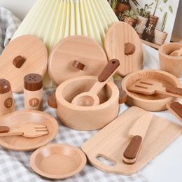 Cuisines Jouer à la nourriture Jouets préscolaires pour enfants en bois naturel Fruits et légumes Simulation Jouer Maison Ustensiles de cuisine Modèle cognitif en bois Jouets 231019