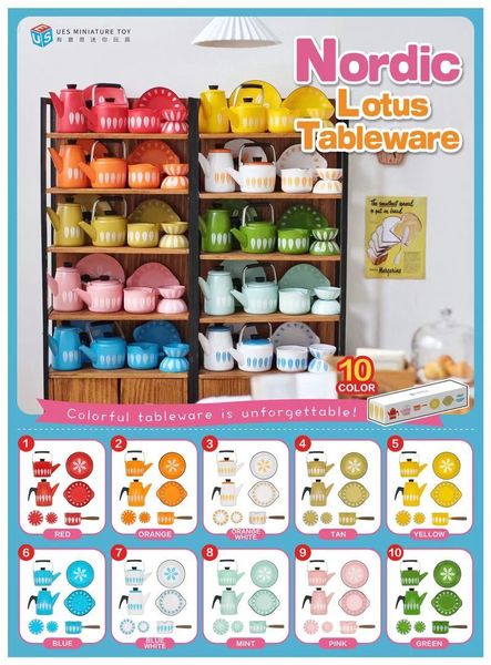 Kitchens Play Food Nordic Lotus Table Varelle 1 6 Doll House Mini Mode Modèle meubles 221123