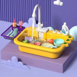 Кухни Play Food Притворись Набор электрической посудомоечной машины Раковина Посуда Моделирование Кухонные игрушки для детей Ранняя развивающая игрушка в подарок 231213