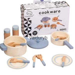 Kitchens Play Food Faire semblant de jouer des jouets de cuisine pour enfants Ensemble d'accessoires de cuisine 10 pièces Ensemble de jeu en bois Jouets de cuisine pour enfants Filles Garçons enfants Kitchenvaiduryb